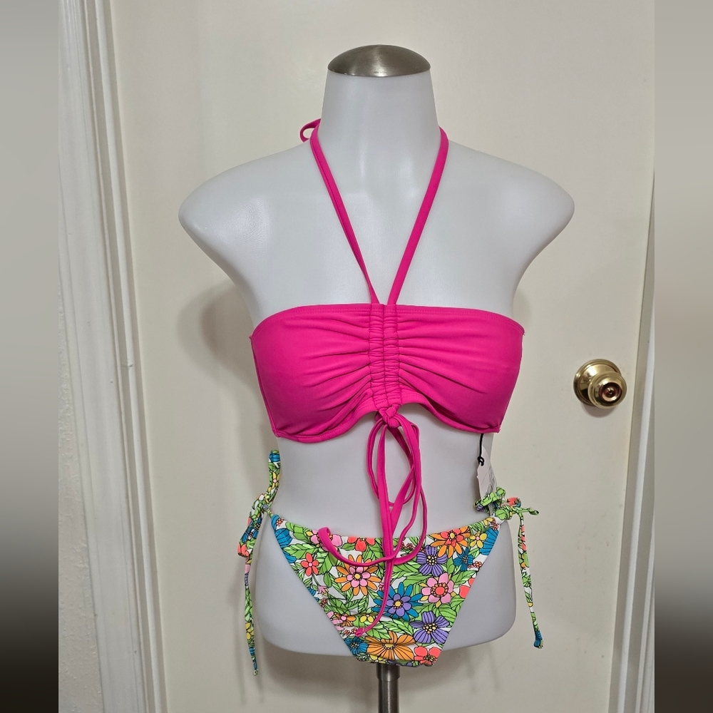 #2090 Pink Floral Bikini Set